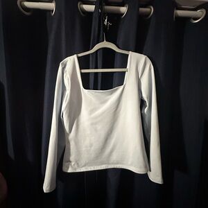 Express Body Contour Long Sleeve Baby Blue Blouse